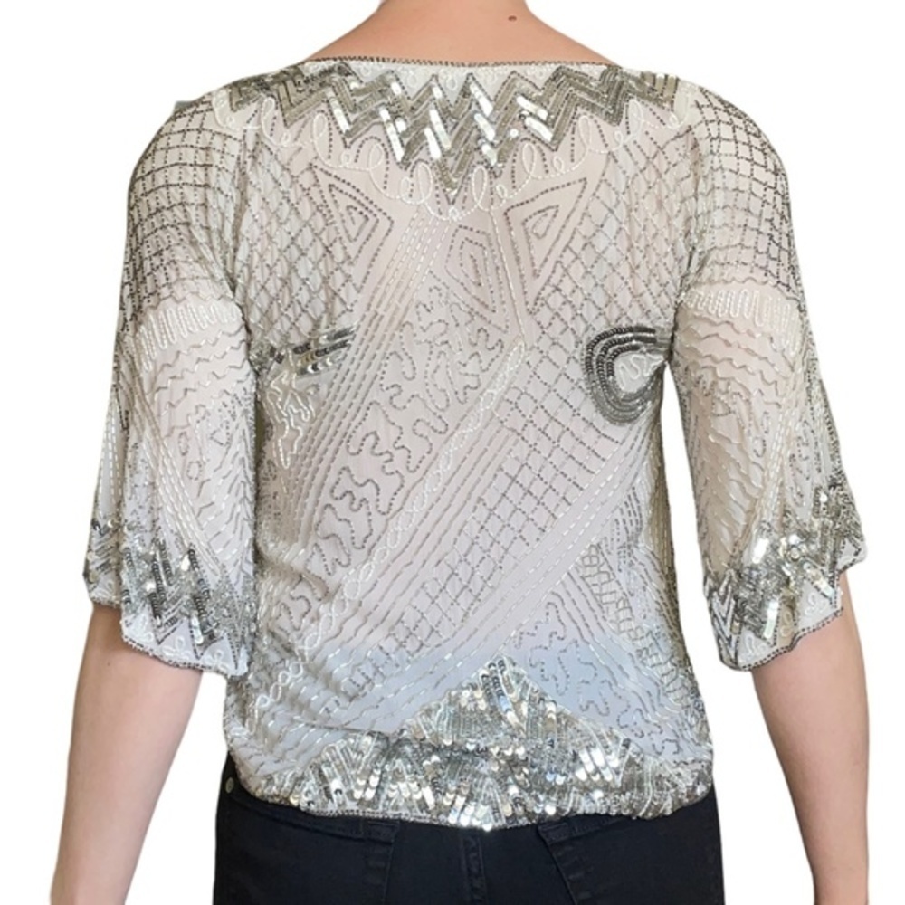 Vintage Swee Lo for I. Magnin Beaded Sequin Silk Top Blouse OOAK - Picture 9 of 10